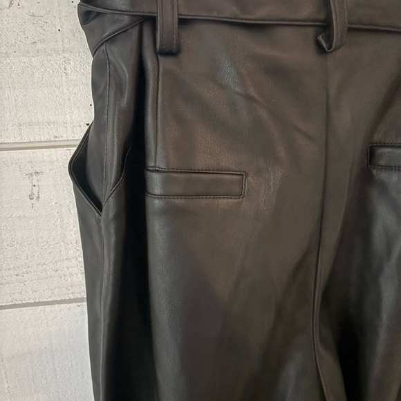 Lucy Paris Faux Leather Paperbag High Waist Ankle Pants Black - Picture 6 of 16